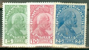 HD: Liechtenstein 1-3 mint CV $212.50