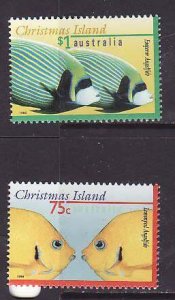 Christmas Is.-Sc#374-5- id6-unused NH set-Angelfish-Marine Life-1995-