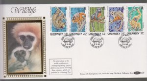 Guernsey 1989 Wildlife Set of 5,  Benham Silk FDC