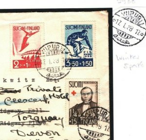 FINLAND Pre-Issue 1938 SKIING SET Day Before FDC SPORT {samwells-covers}MC76