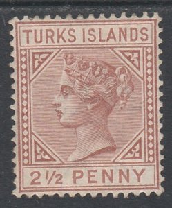 TURKS ISLANDS 1882 QV 21/2D BROWN