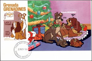 Grenada Grenadines 450-459 Disney's Set of Three U/A FDCs