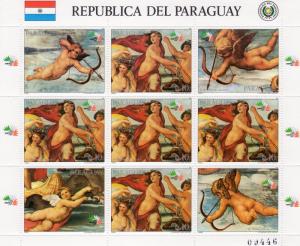 Paraguay 1985 RAPHAEL ARCHANGEL Italy'98 Sheet + Labels Perforated Mint (NH)