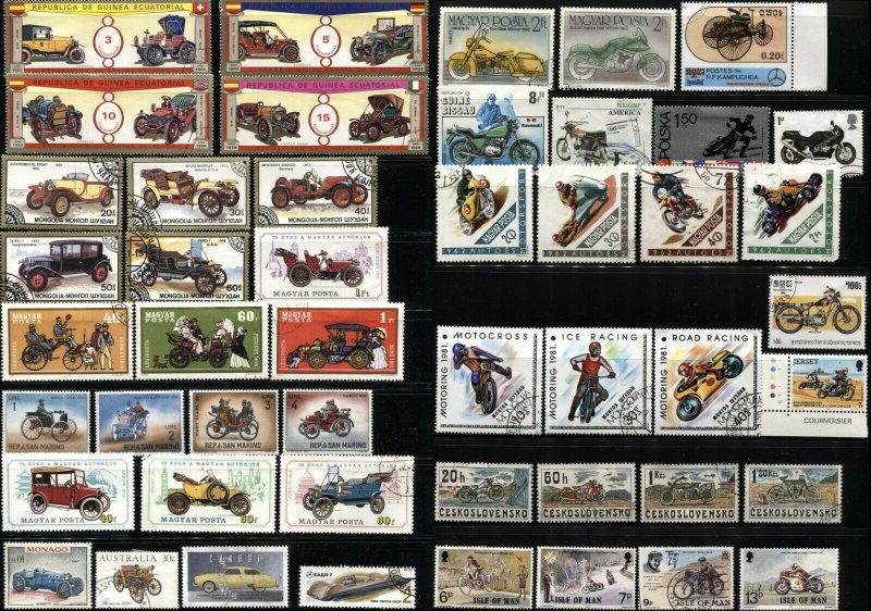 TRANSPORTATION Collection Stamps Postage Trains Planes Motorcycles Cars Horses