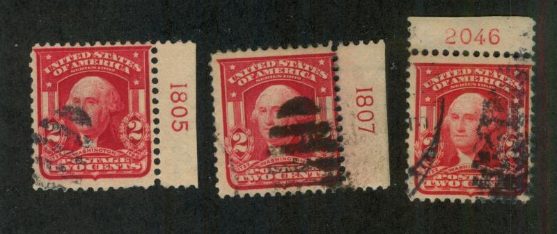 U.S. - 319 - Plate Number Singles (1805, 1807 and 2046) - Used