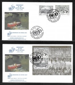 UN Vienna 186-188 50th UN WFUNA Cachet FDC First Day Cover