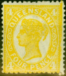 Queensland 1898 4d Yellow SG244 Fine Lightly Mtd Mint