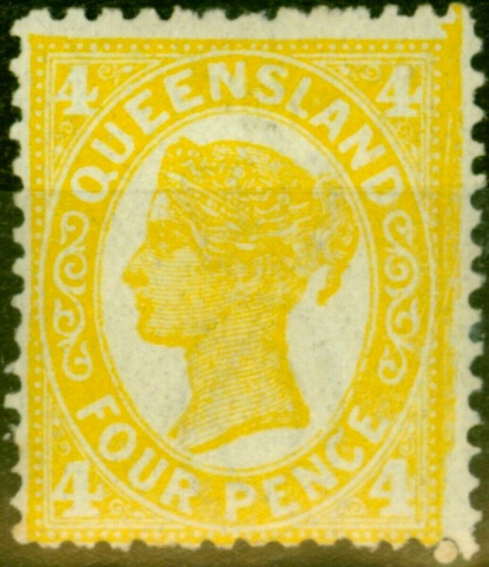 Queensland 1898 4d Yellow SG244 Fine Lightly Mtd Mint