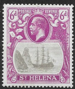 ST.HELENA SG104c 1922 6d GREY & BRIGHT PURPLE CLEFT ROCK VAR MTD MINT