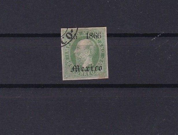 MEXICO 1864 IMPERF STAMP 50c GREEN    REF 5612