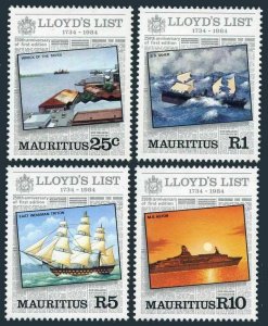 Mauritius 587-590, MNH. Michel 583-586. Lloyd's List 1984. Tayeb, P.Lewis, Ships