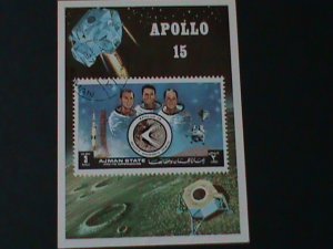 ​AJMAN-1971-APOLLO 15 SPACE HEROES-ON THE MOON IMPERF CTO-S/S VERY FINE-