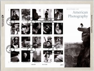 USPS SOUVENIR PAGE MASTERS OF AMERICAN PHOTOGRAPHY MINIATURE SHEET OF (20) 2002