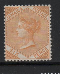 Jamaica Sc 23 1890 6d yellow Victoria stamp mint