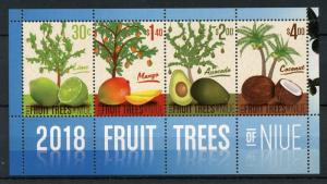 Niue 2018 MNH Fruit Trees Mango Coconut Avocado Tree 4v M/S Fruits Nature Stamps