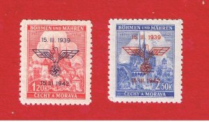 Bohemia & Moravia  #60-61   MNH OG  Overprints   Free S/H