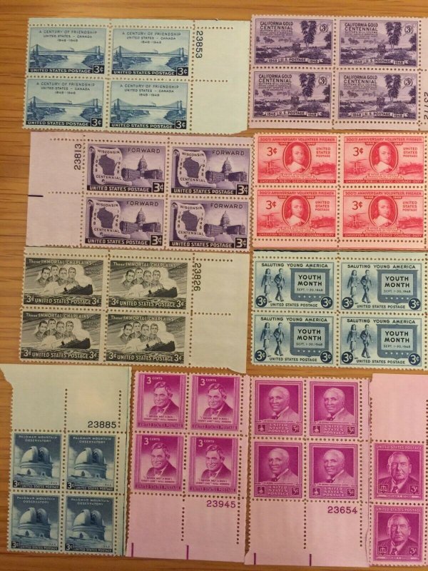 US,1940'S,18 PLATE BLOCKS COLLECTION, MINT NH,OG