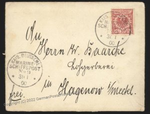 Germany 1900 Navy SMS Habicht  MSP9 Kapstadt West Africa Feldpost Cover 107424