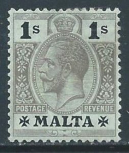 Malta #59a MH 1sh King George V - Blue Green Olive Back