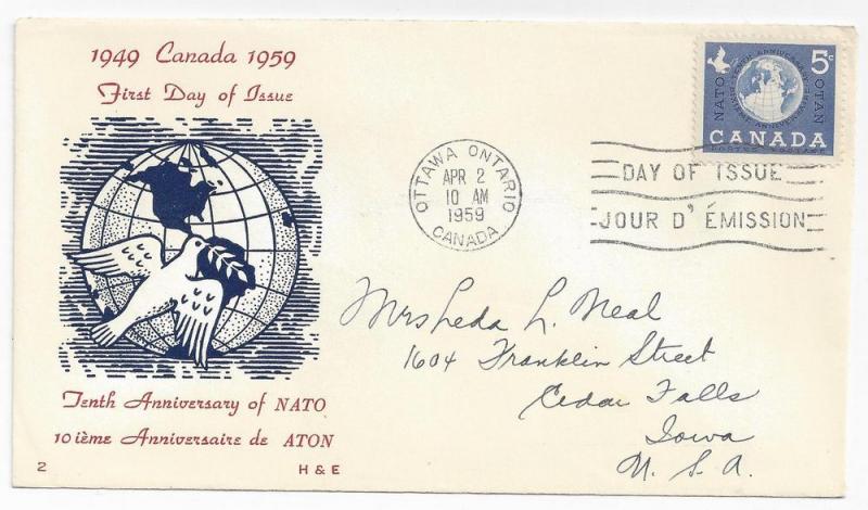 Canada FDC 1959 10th Anniversary NATO First Day Cover