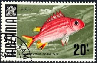 Tropical Fish, Squirrelfish, Tanzania SC#34 used
