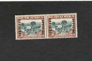 South Africa SCOTT #O20c Pair Official MH stamp Overprint Spaced 21mm