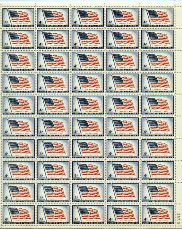 SCOTT 1094 48 STAR FLAG LONG MAY WAVE 4c 50 STAMP SHEET