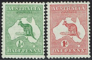 AUSTRALIA 1913 KANGAROO ½D AND 1D