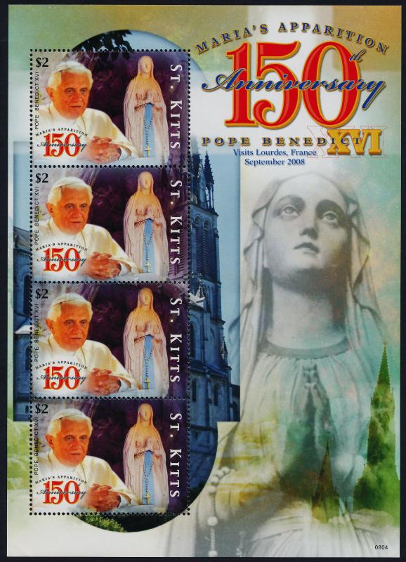 St Kitts 717 MNH Pope Benedict XVI, Visit to Lourdes