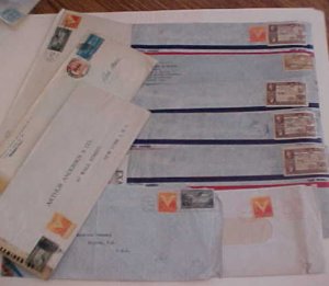 CUBA  10 LONG  CENSORED COVERS TO USA