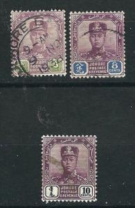 Malaya Johore 80-82 SG 82-84 Sultan Ibrahim Used F/VF 1912 SCV $19.75