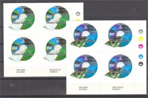 PITCAIRN DOT-COM STAMPS SET 2001, NEVER HINGED. BLOCKS OF 4!