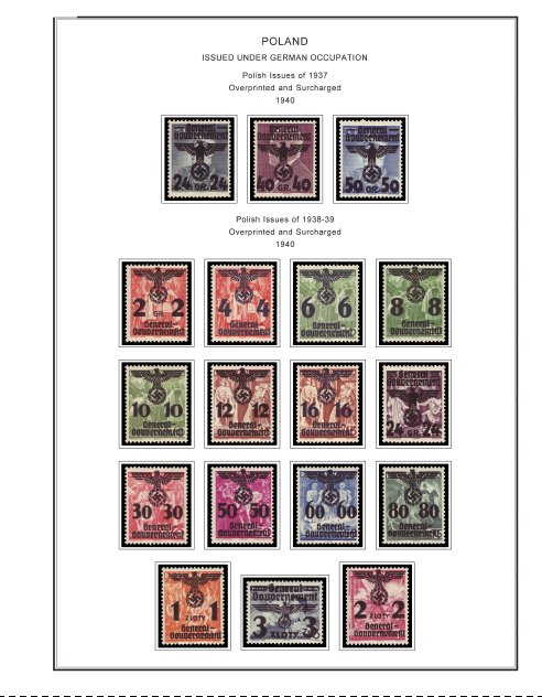 COLOR PRINTED OCCUPIED POLAND 1915-1944  STAMP ALBUM PAGES (15 illust. pages)