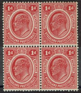 NYASALAND 1908 KEVII 1D MNH ** BLOCK 