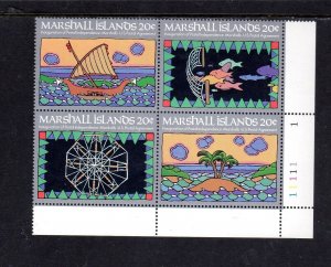 MARSHALL ISLANDS #34a 1984 SHIPS, FISH MINT VF NH BLOCK4