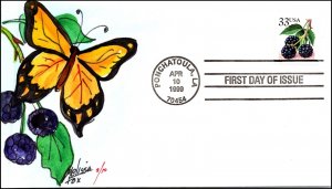 Scott 3297 33 Cents Blackberry Melissa Fox Hand Painted FDC 3 Of 10