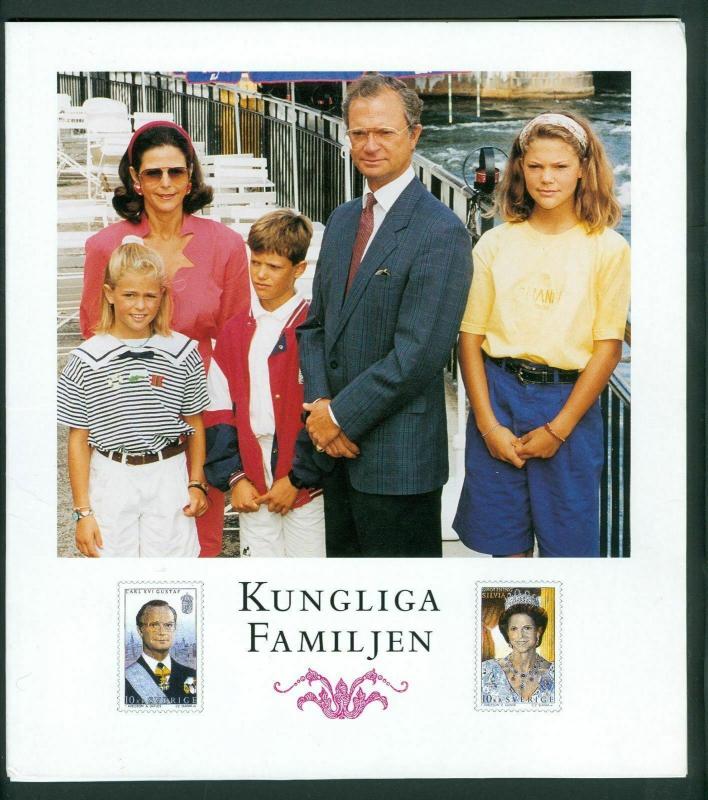 Sweden Folder 1993  6 Pages. The Royal Family MNH. Complete Set + 25 Kr. 1991