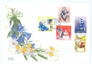 Finland 1458a-e (2014) Greetings (set of five) on an unaddressed cacheted First Day cover