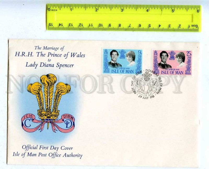 206326 Isle of MAN Royal Wedding Princess Diana 1981 year FDC