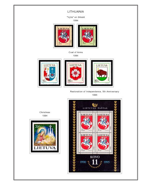 COLOR PRINTED LITHUANIA 1990-2019 STAMP ALBUM PAGES (103 illustrated pages)