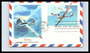 #UXC20 - Glider In Flight Air Mail Post Card - Fleetwood Cachet 18EV