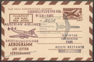 Austria 1963 Airmail Aerogram Cover Vienna Paris G108025