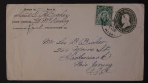 1927 Ft McKinley Philippines Uprated PS Cover to hackensack NJ USA Army