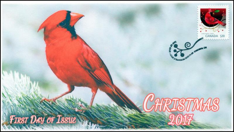 CA17-046, 2017, Christmas, Cardinal, Day of Issue, FDC
