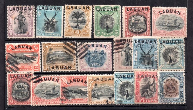 Labuan 1894-1903 collection x 19 values WS11705