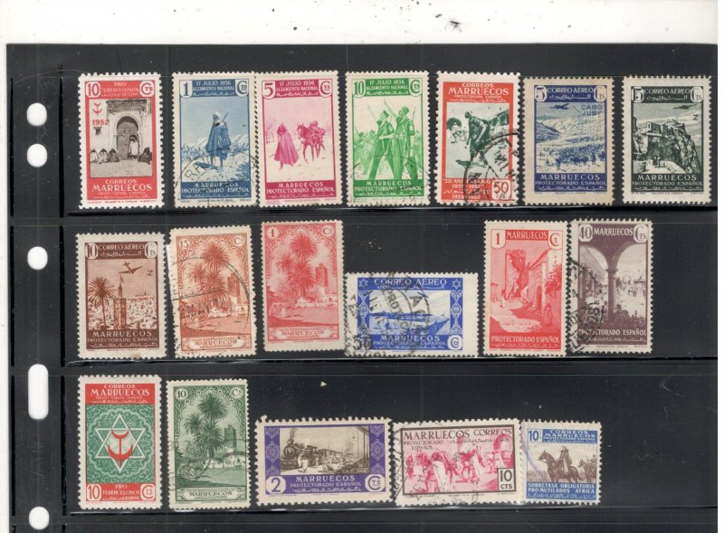 SPANISH MOROCCO COLLECTION ON STOCK SHEET MINT/USED