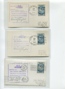 7 CAPT ROBERT A.J. ENGLISH SIGNED 1934 PHOTO POST CARDS BYRD ANTARCTIC EXPO II