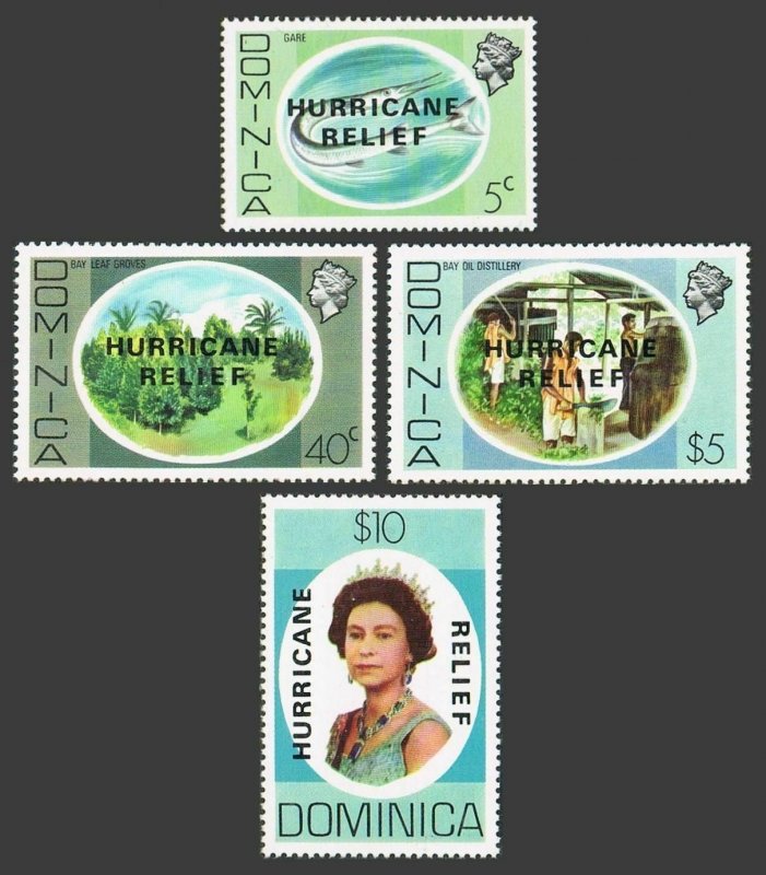 Dominica 640-643,MNH.Michel 647-650. HURRITAGE RELIEF,1979.Fish,Flower,QE II.