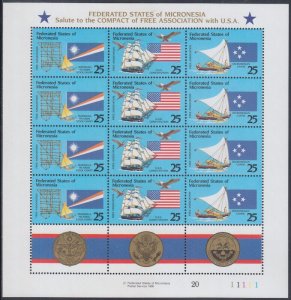 MICRONESIA Sc# 126a CPL MNH SHEET of 4 SETS x 3 DIFF - FLAGS