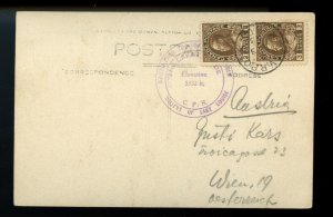 ?to AUSTRIA, 1923 post card RPO C&V, BC, 2x3 cent Admirals Canada